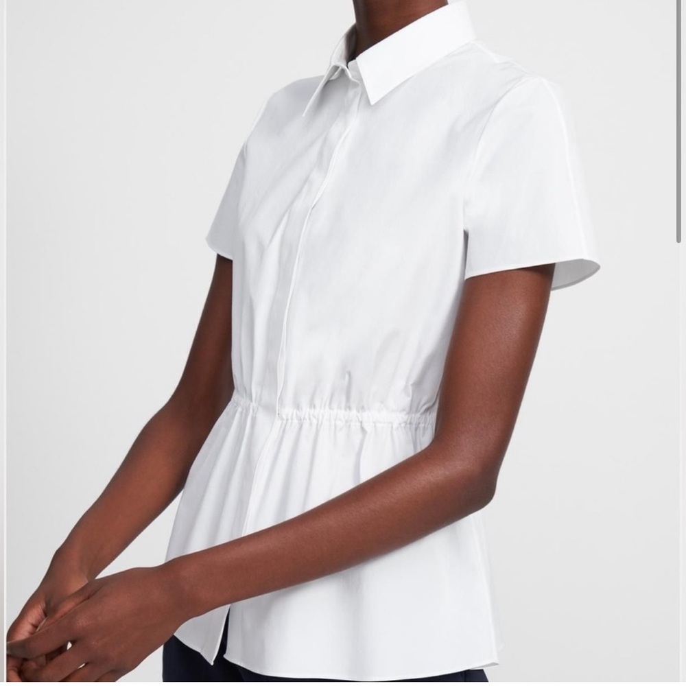 Theory Peplum White Button Down